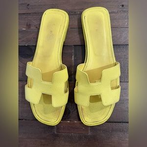 HERMES Oran Sandals Lime Epsom Size 39